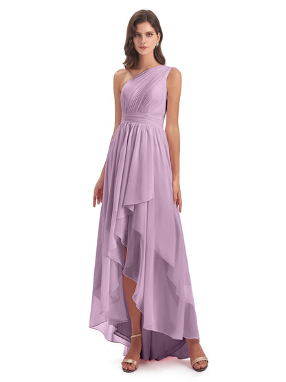 Monserrat One Shoulder High Low Chiffon Bridesmaid Dresses