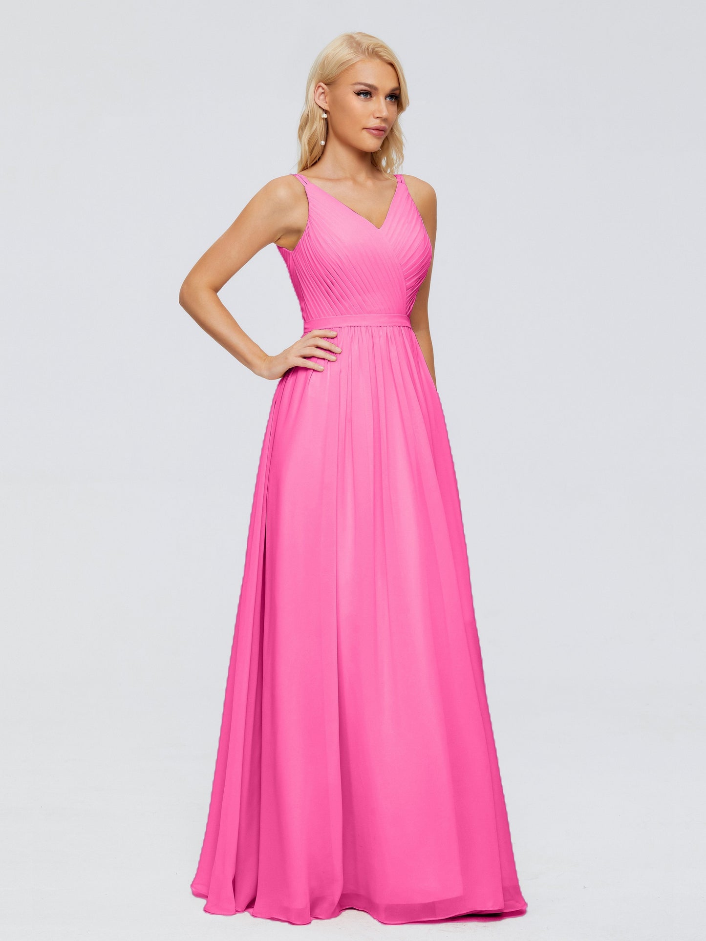 Morgan A-line V Neck Chiffon Bridesmaid Dresses