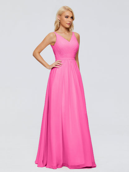Morgan A-line V Neck Chiffon Bridesmaid Dresses
