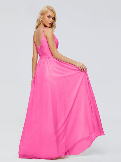 Morgan A-line V Neck Chiffon Bridesmaid Dresses