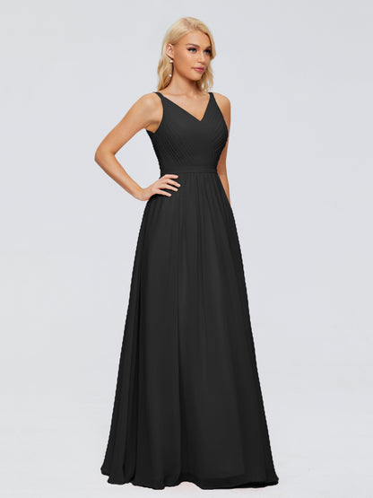 Morgan A-line V Neck Chiffon Bridesmaid Dresses