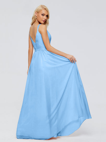 Morgan A-line V Neck Chiffon Bridesmaid Dresses