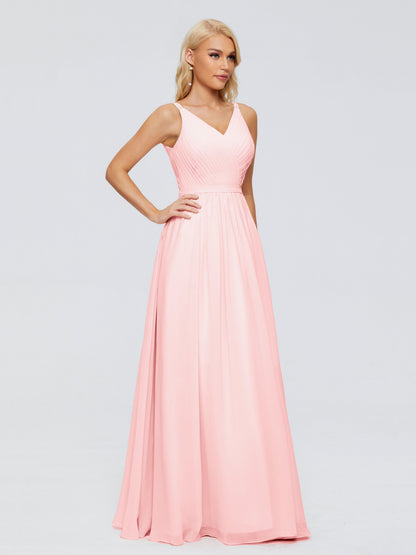 Morgan A-line V Neck Chiffon Bridesmaid Dresses