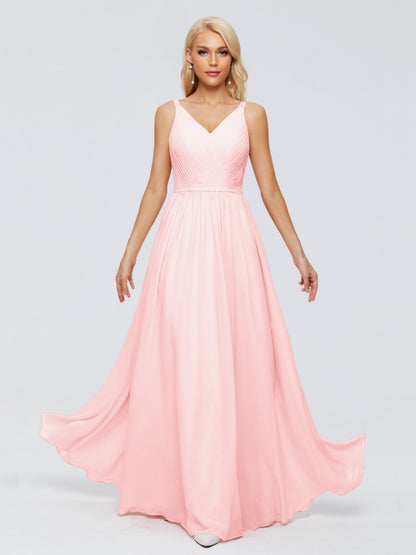 Morgan A-line V Neck Chiffon Bridesmaid Dresses