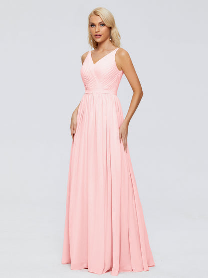 Morgan A-line V Neck Chiffon Bridesmaid Dresses