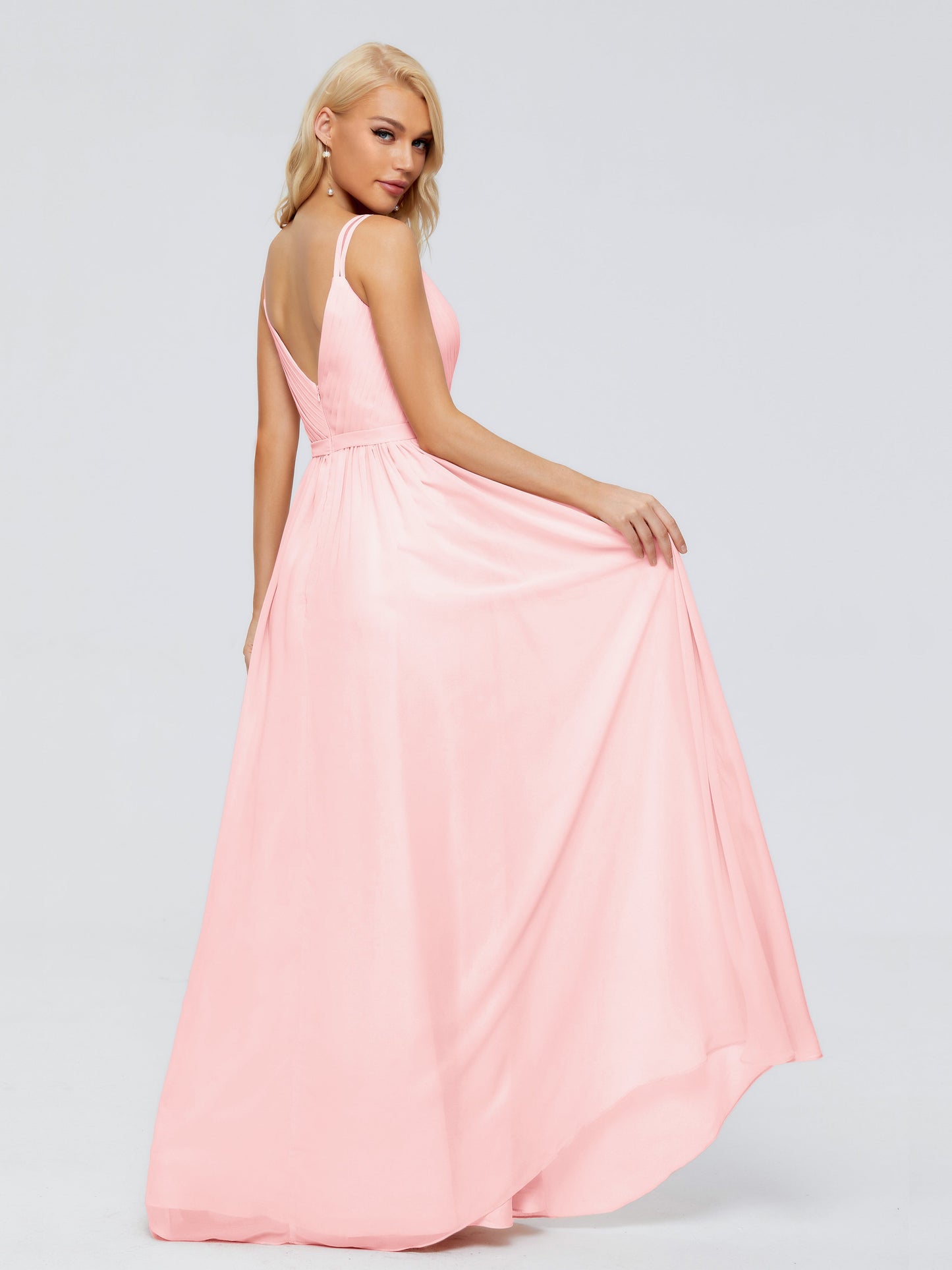Morgan A-line V Neck Chiffon Bridesmaid Dresses
