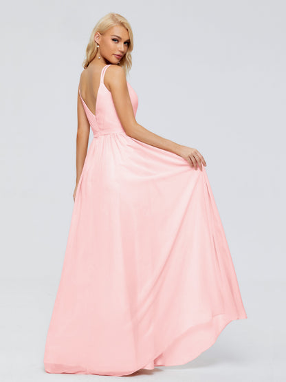 Morgan A-line V Neck Chiffon Bridesmaid Dresses