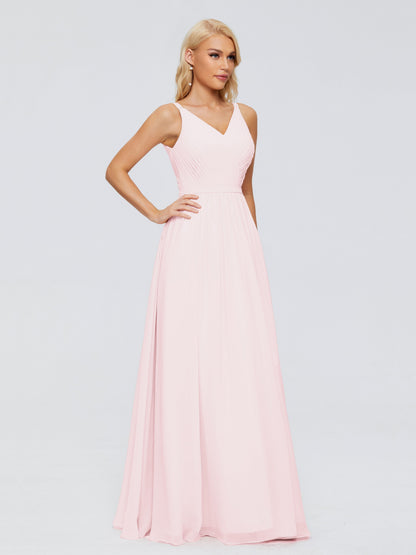 Morgan A-line V Neck Chiffon Bridesmaid Dresses