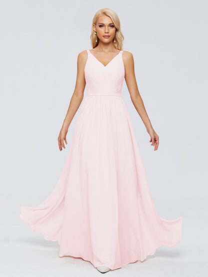 Morgan A-line V Neck Chiffon Bridesmaid Dresses