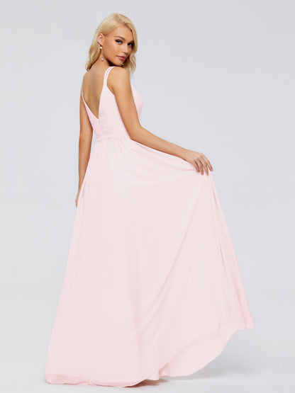 Morgan A-line V Neck Chiffon Bridesmaid Dresses