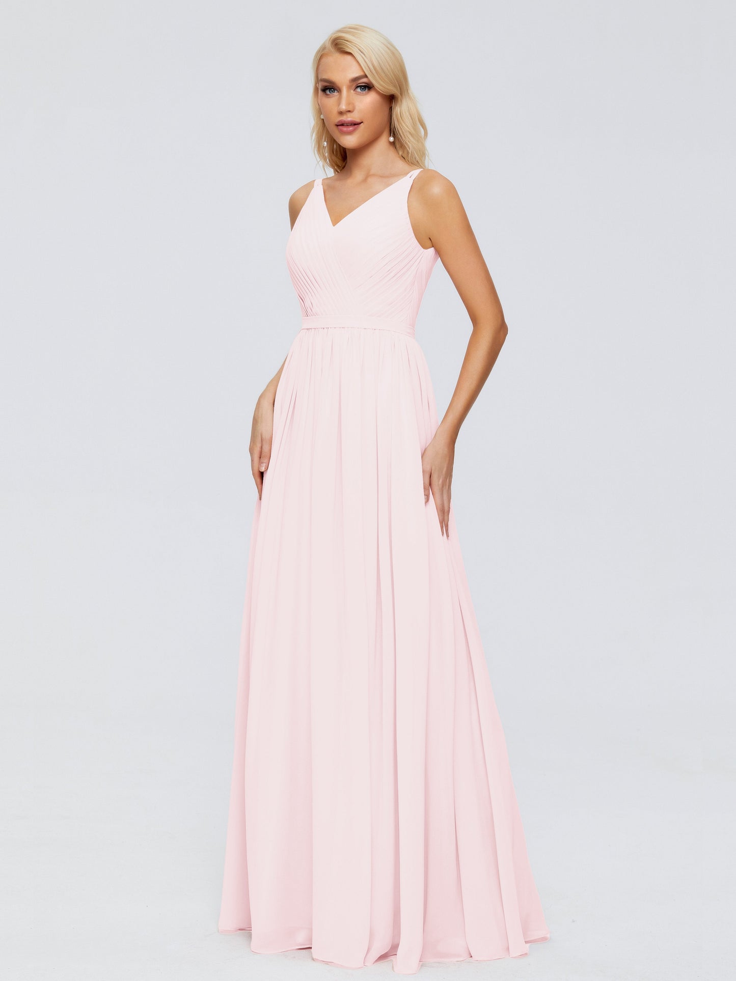 Morgan A-line V Neck Chiffon Bridesmaid Dresses