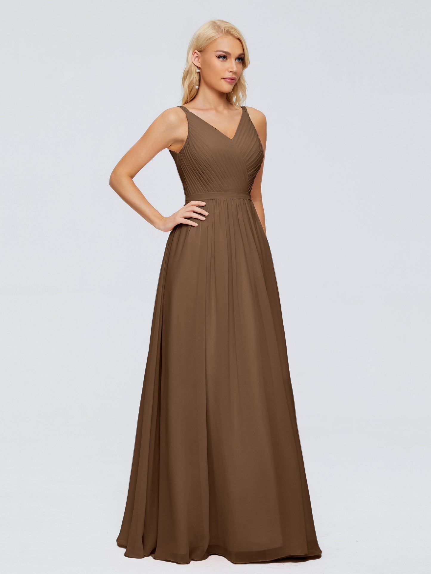 Morgan A-line V Neck Chiffon Bridesmaid Dresses