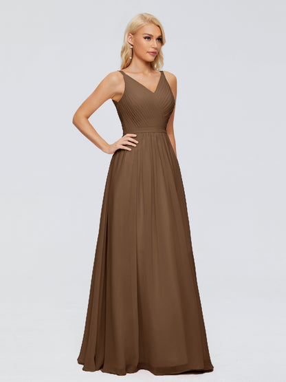 Morgan A-line V Neck Chiffon Bridesmaid Dresses