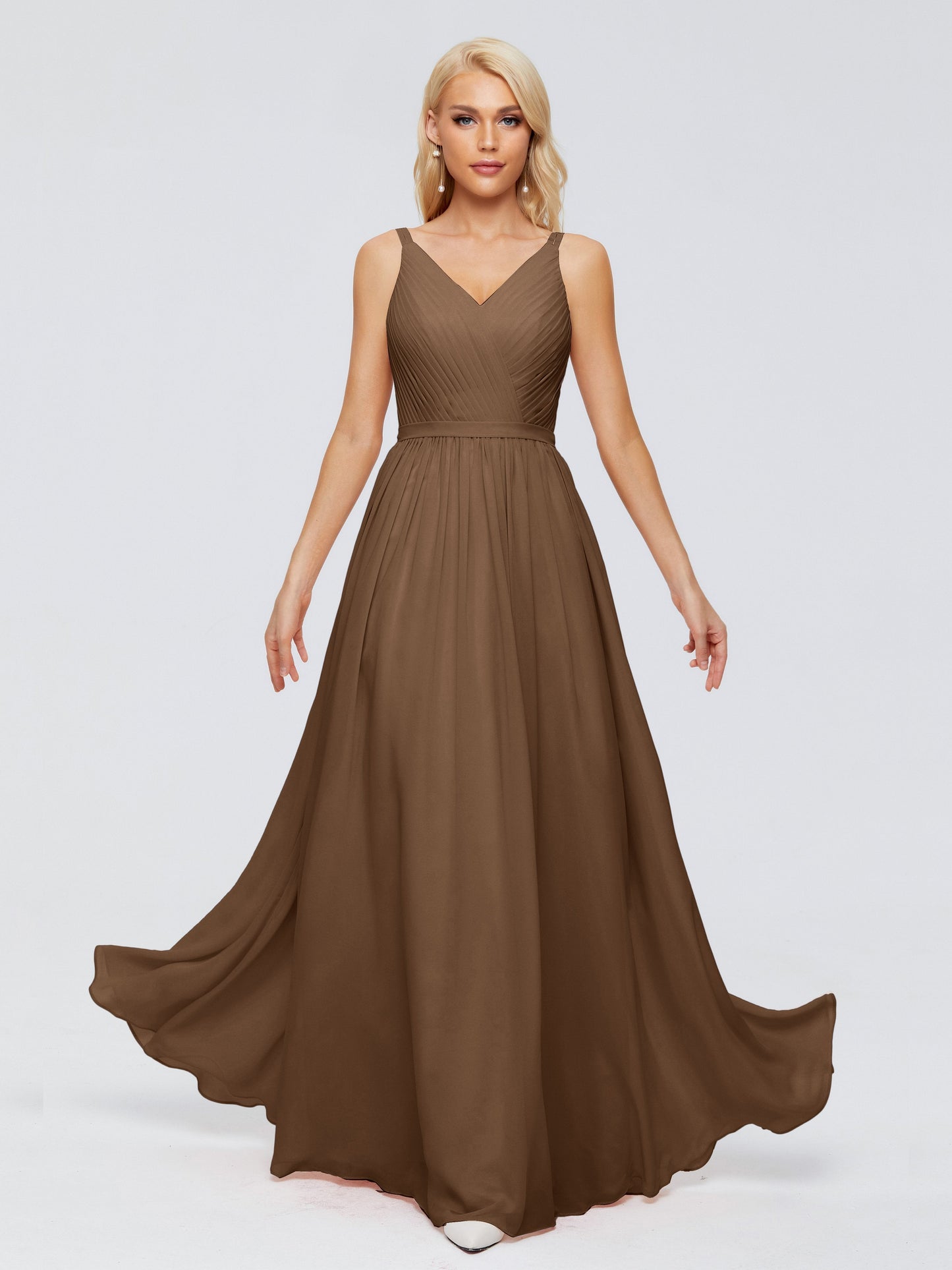 Morgan A-line V Neck Chiffon Bridesmaid Dresses
