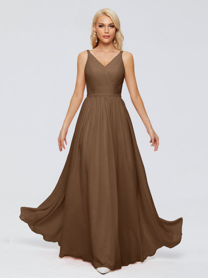 Morgan A-line V Neck Chiffon Bridesmaid Dresses