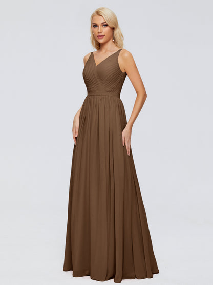 Morgan A-line V Neck Chiffon Bridesmaid Dresses
