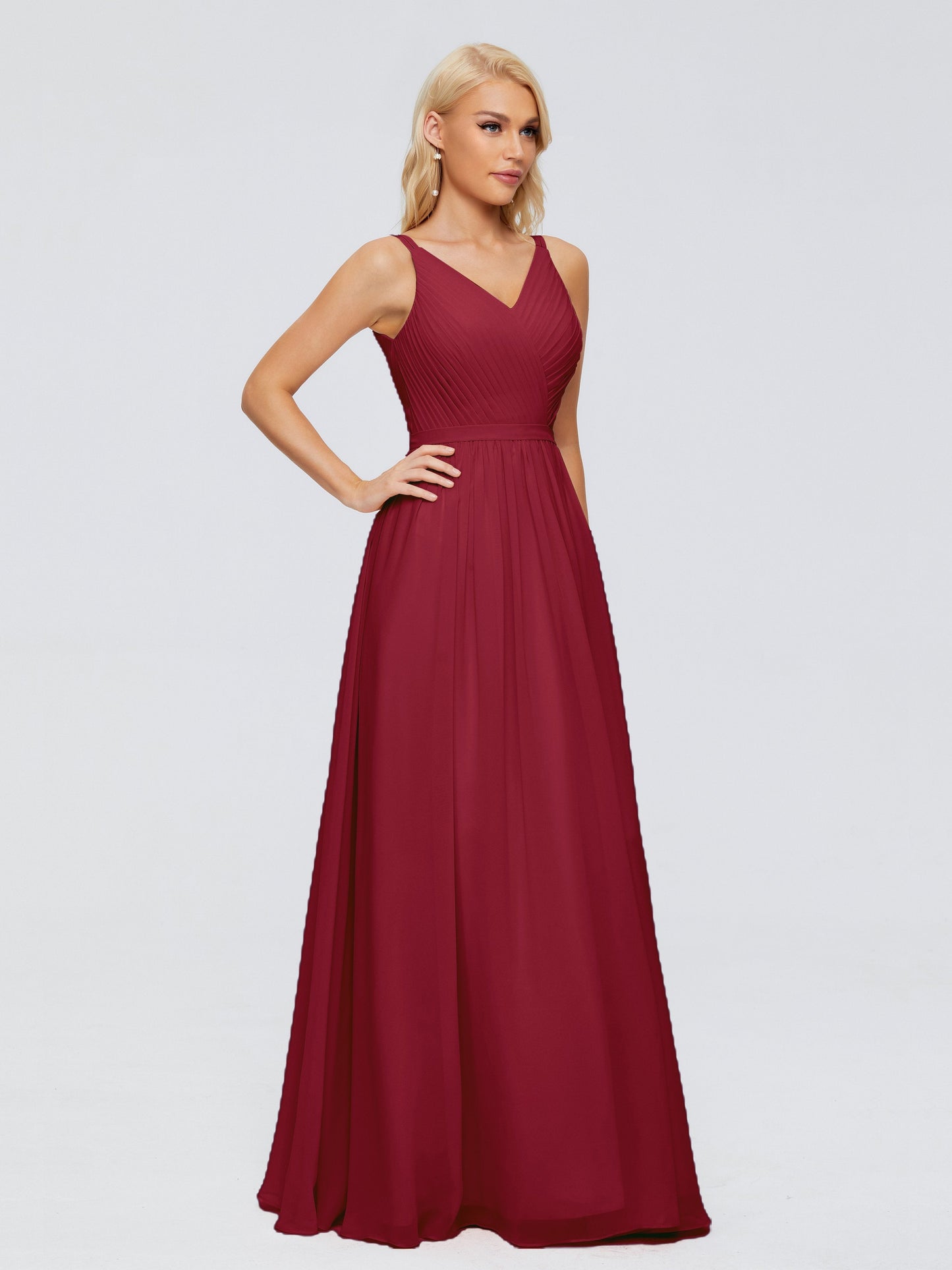 Morgan A-line V Neck Chiffon Bridesmaid Dresses