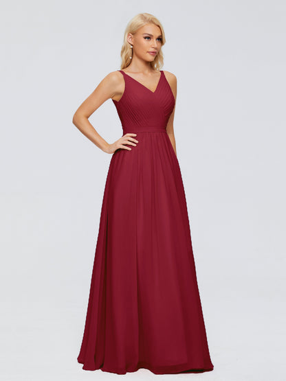Morgan A-line V Neck Chiffon Bridesmaid Dresses