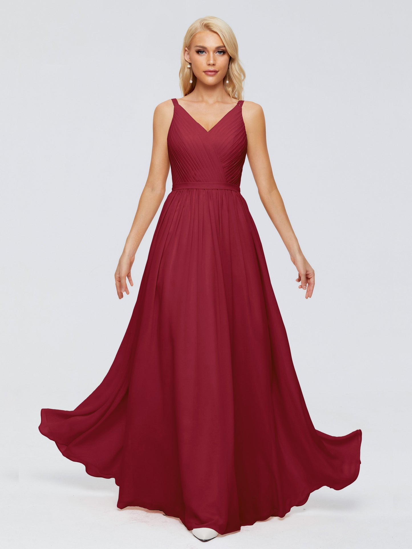 Morgan A-line V Neck Chiffon Bridesmaid Dresses