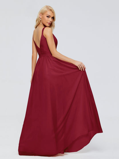 Morgan A-line V Neck Chiffon Bridesmaid Dresses