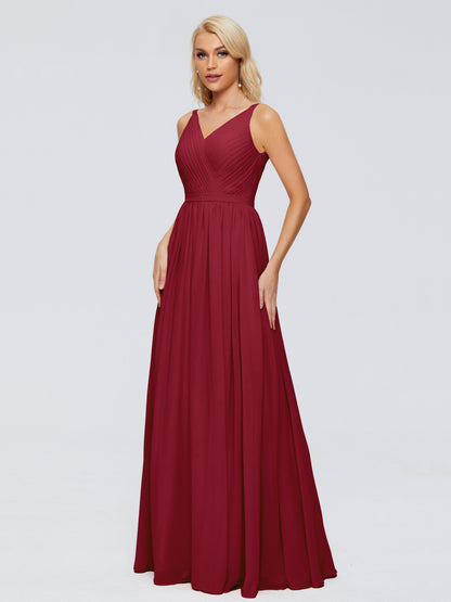 Morgan A-line V Neck Chiffon Bridesmaid Dresses