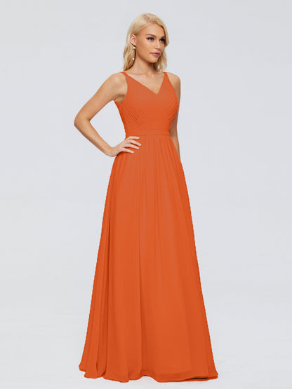 Morgan A-line V Neck Chiffon Bridesmaid Dresses