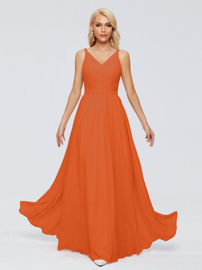 Morgan A-line V Neck Chiffon Bridesmaid Dresses