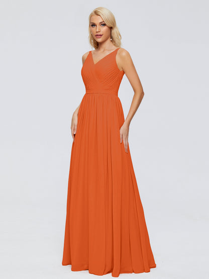 Morgan A-line V Neck Chiffon Bridesmaid Dresses