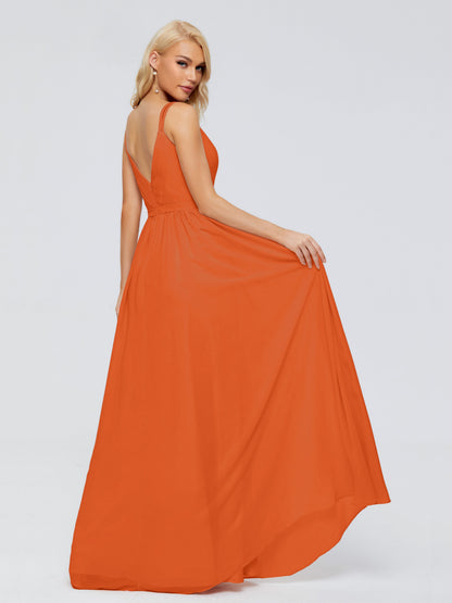 Morgan A-line V Neck Chiffon Bridesmaid Dresses