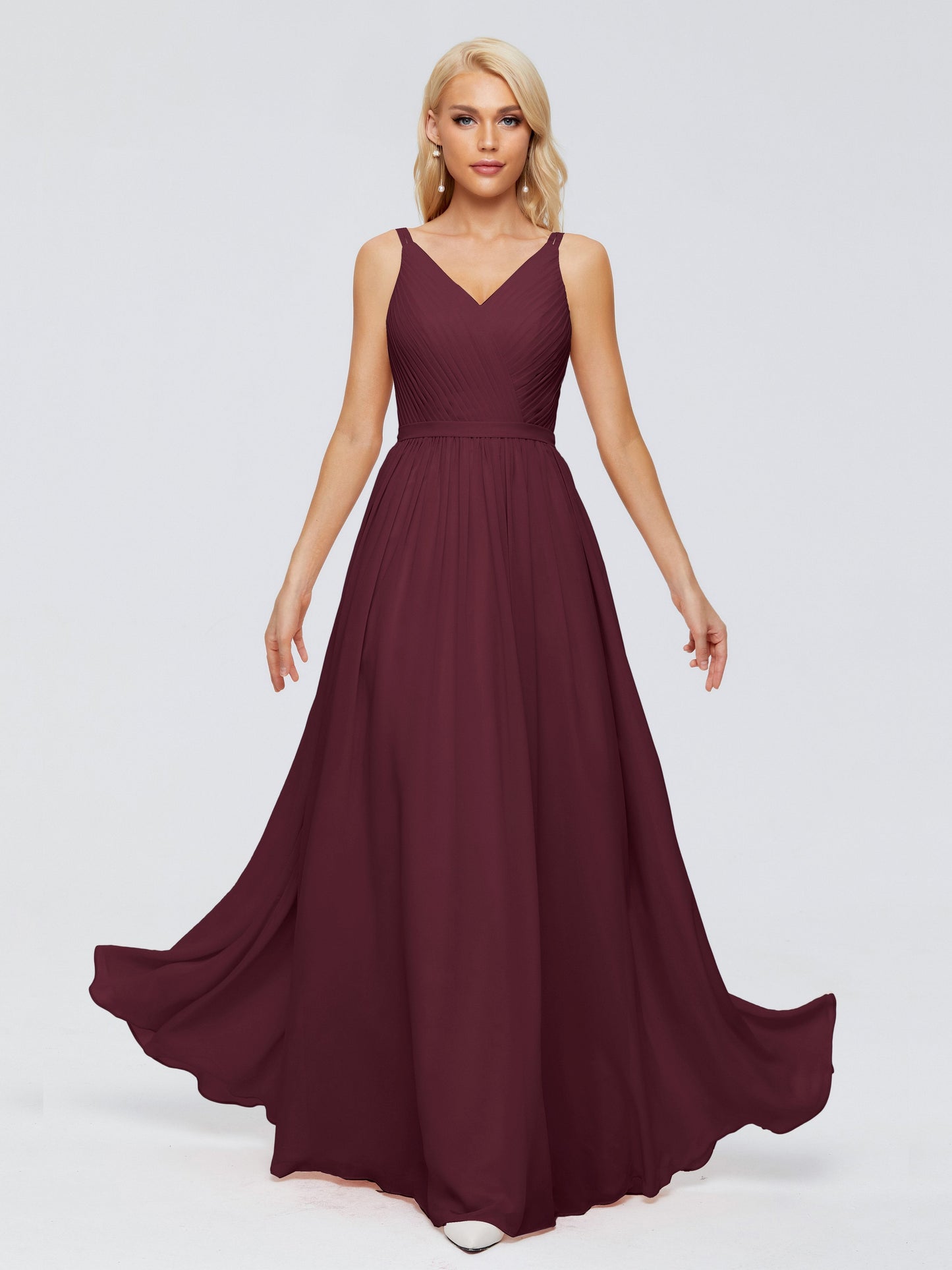 Morgan A-line V Neck Chiffon Bridesmaid Dresses