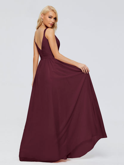 Morgan A-line V Neck Chiffon Bridesmaid Dresses