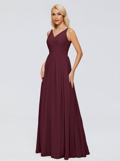 Morgan A-line V Neck Chiffon Bridesmaid Dresses