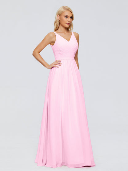 Morgan A-line V Neck Chiffon Bridesmaid Dresses