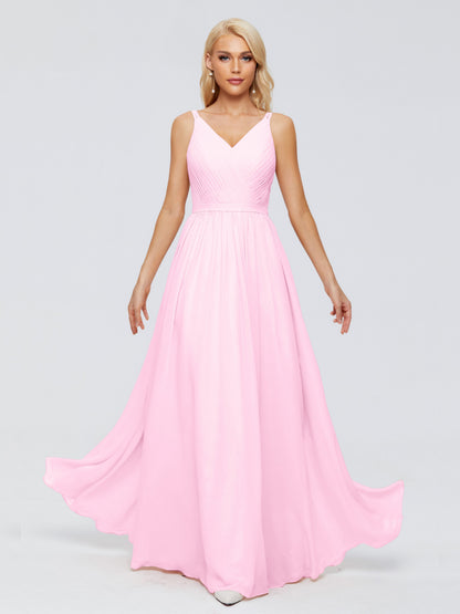 Morgan A-line V Neck Chiffon Bridesmaid Dresses