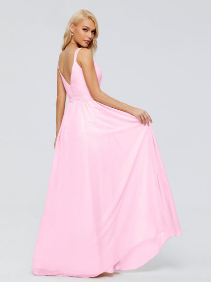 Morgan A-line V Neck Chiffon Bridesmaid Dresses