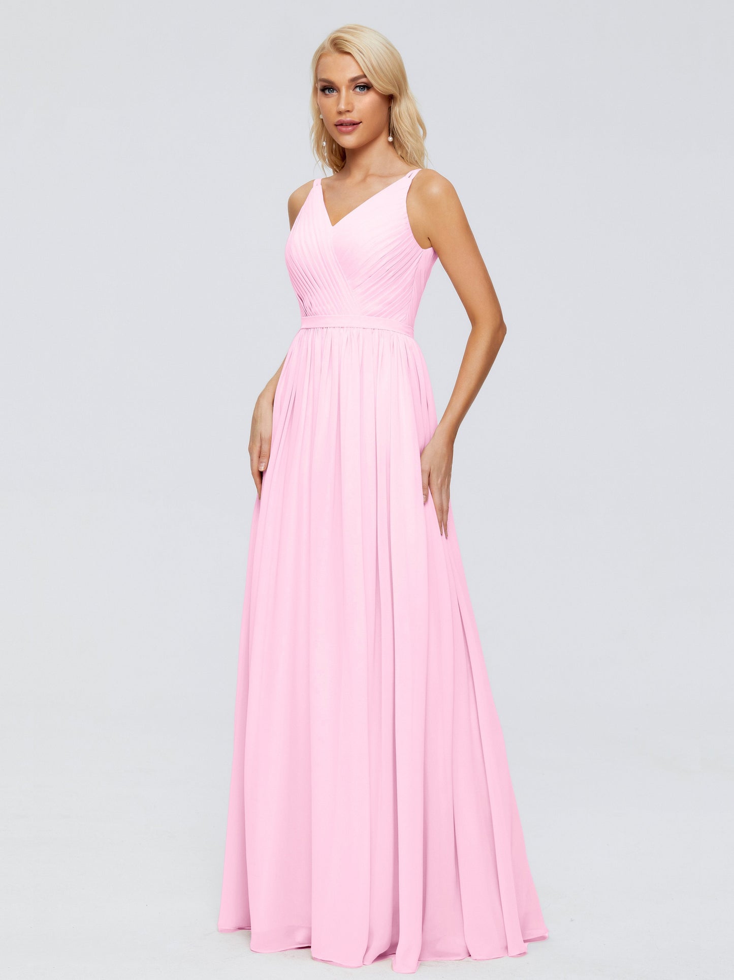 Morgan A-line V Neck Chiffon Bridesmaid Dresses