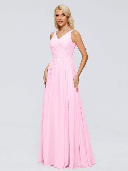 Morgan A-line V Neck Chiffon Bridesmaid Dresses