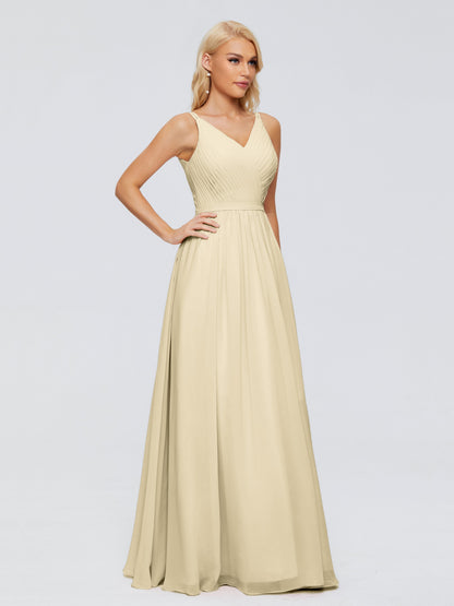 Morgan A-line V Neck Chiffon Bridesmaid Dresses