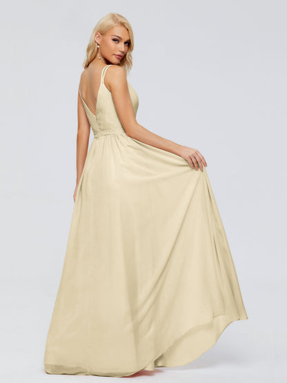 Morgan A-line V Neck Chiffon Bridesmaid Dresses