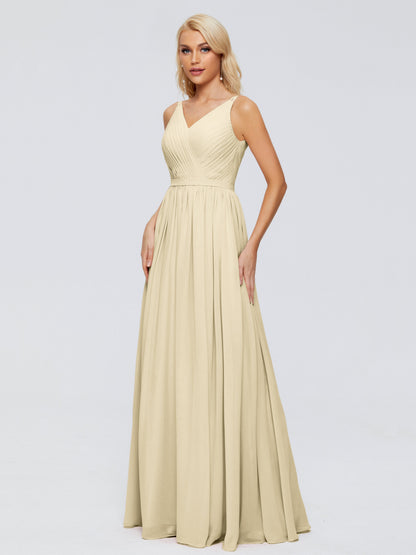 Morgan A-line V Neck Chiffon Bridesmaid Dresses