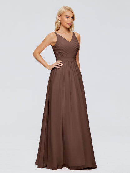 Morgan A-line V Neck Chiffon Bridesmaid Dresses