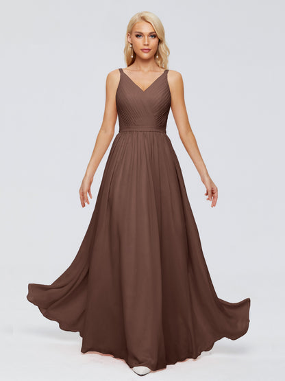 Morgan A-line V Neck Chiffon Bridesmaid Dresses