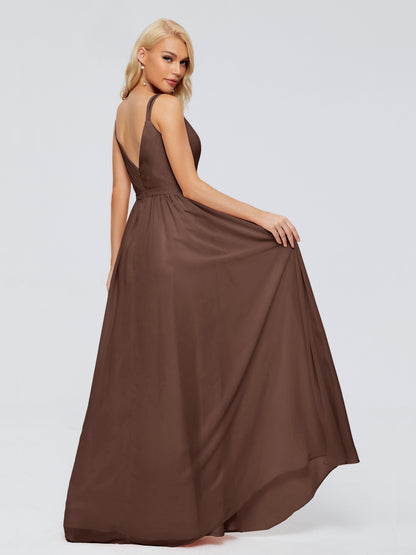 Morgan A-line V Neck Chiffon Bridesmaid Dresses