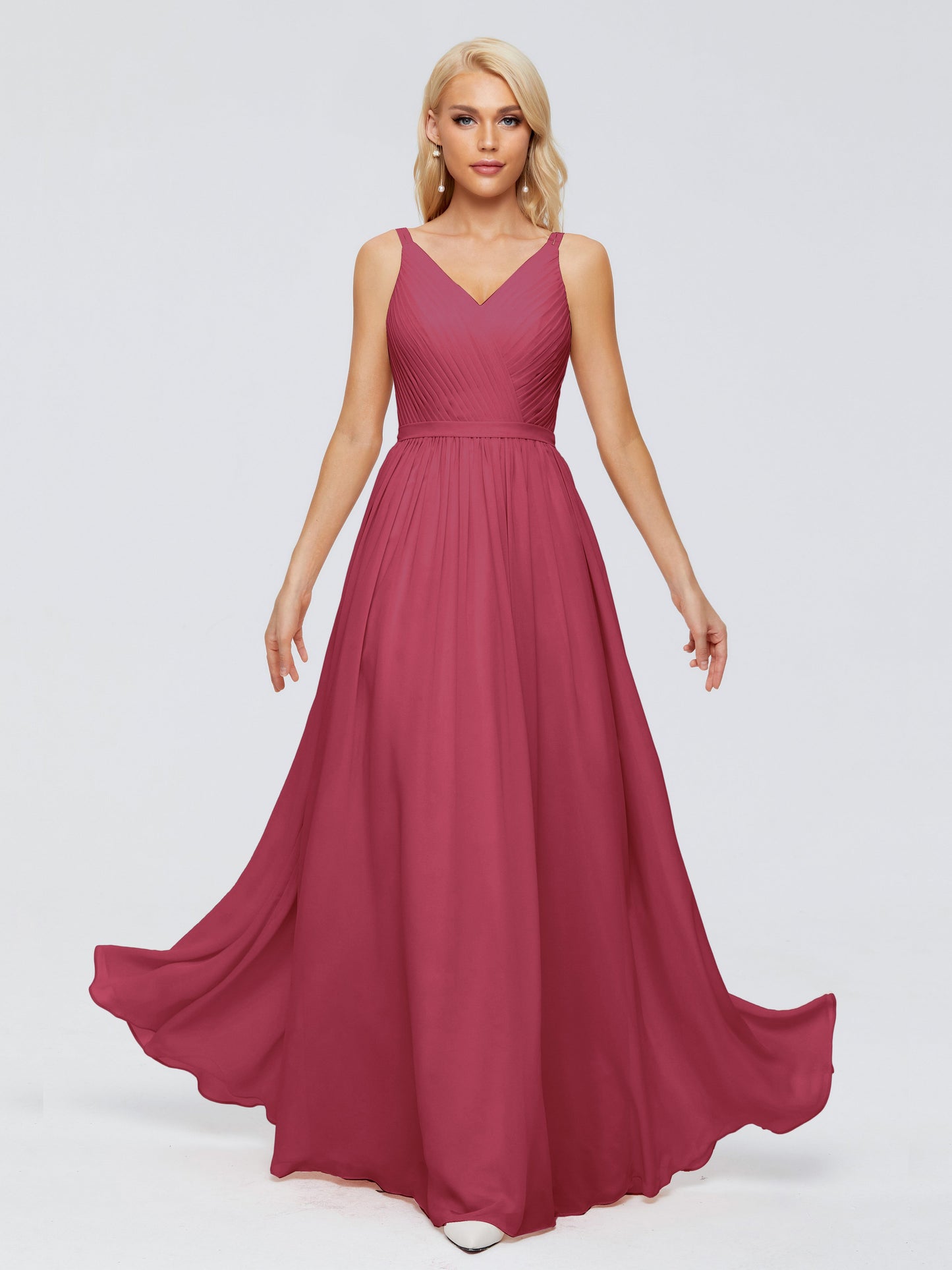 Morgan A-line V Neck Chiffon Bridesmaid Dresses