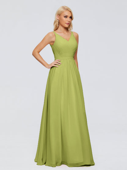Morgan A-line V Neck Chiffon Bridesmaid Dresses