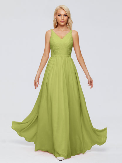 Morgan A-line V Neck Chiffon Bridesmaid Dresses