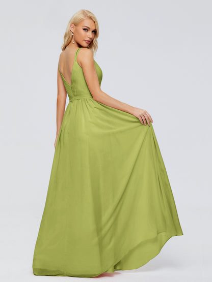 Morgan A-line V Neck Chiffon Bridesmaid Dresses