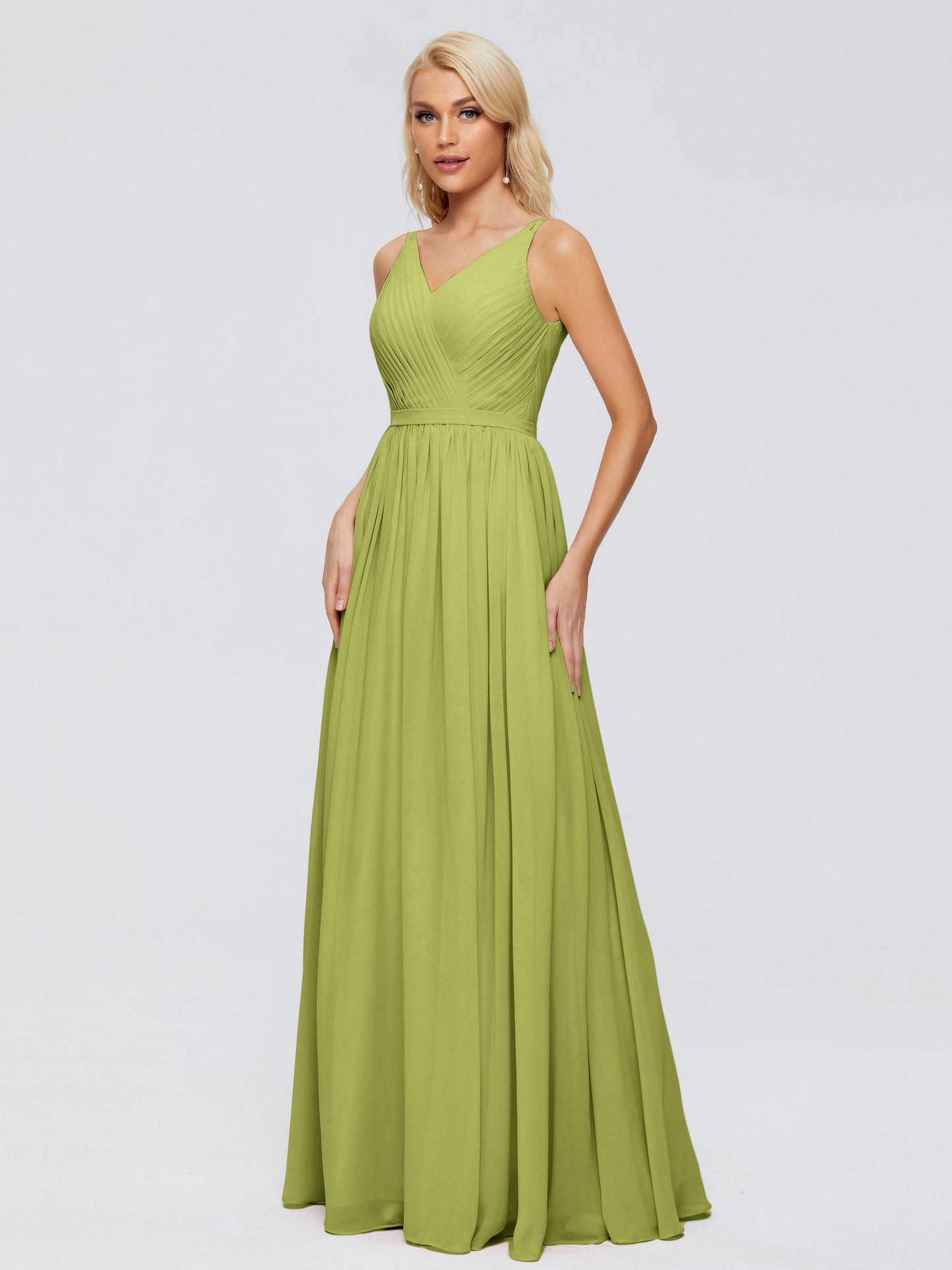 Morgan A-line V Neck Chiffon Bridesmaid Dresses
