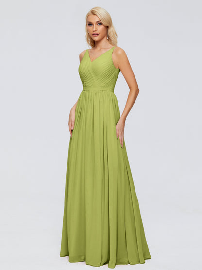 Morgan A-line V Neck Chiffon Bridesmaid Dresses