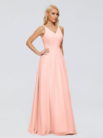 Morgan A-line V Neck Chiffon Bridesmaid Dresses